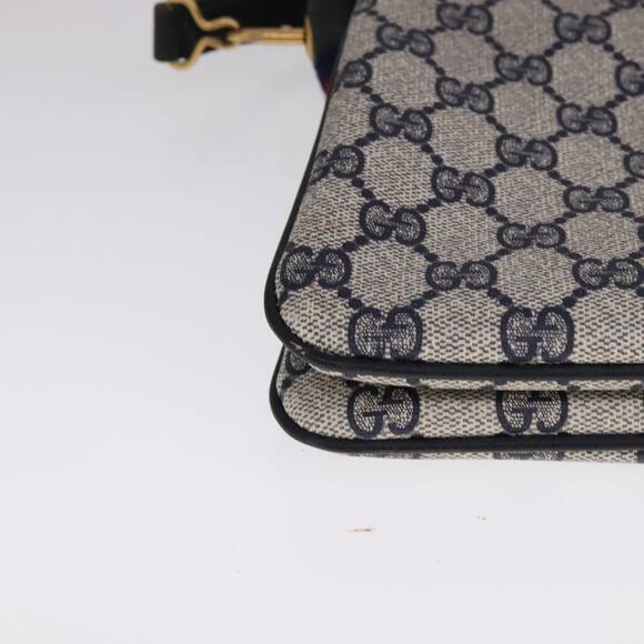 GUCCI GG Supreme Sherry Line Shoulder Bag Pvc Red Navy - Picture 10 of 16